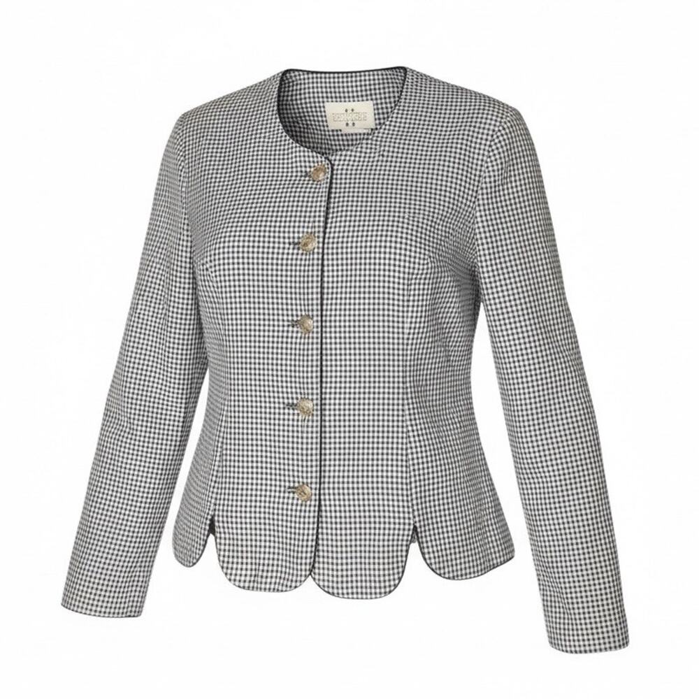 Studio C II Women’s 18W Navy Gingham Checked Blouse Button Front Lightweight Top